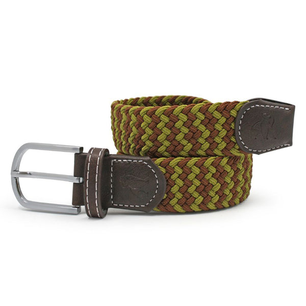 swole panda Woven Belt - Khaki Zigzag
