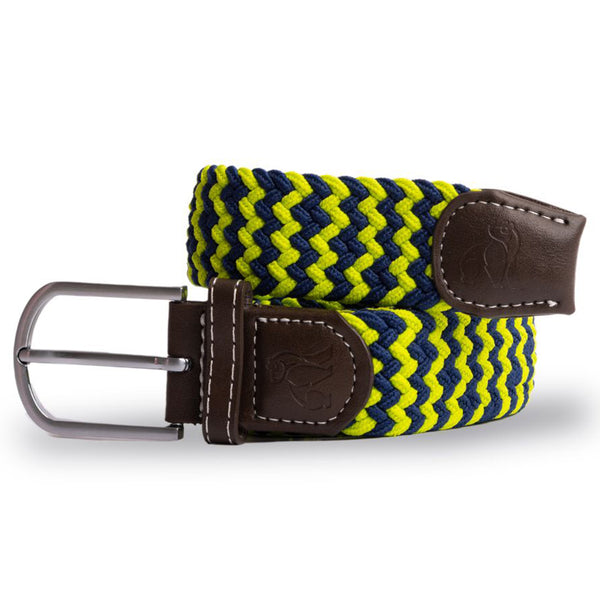 swole panda Woven Belt - Lime Green Zigzag