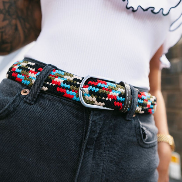 Swole Panda Woven Belt - Multi Block Zigzag