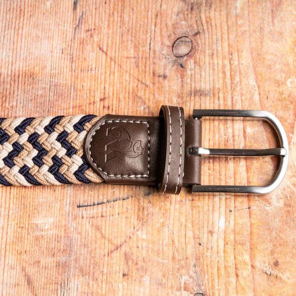 Swole Panda Woven Belt - Navy Beige Zigzag