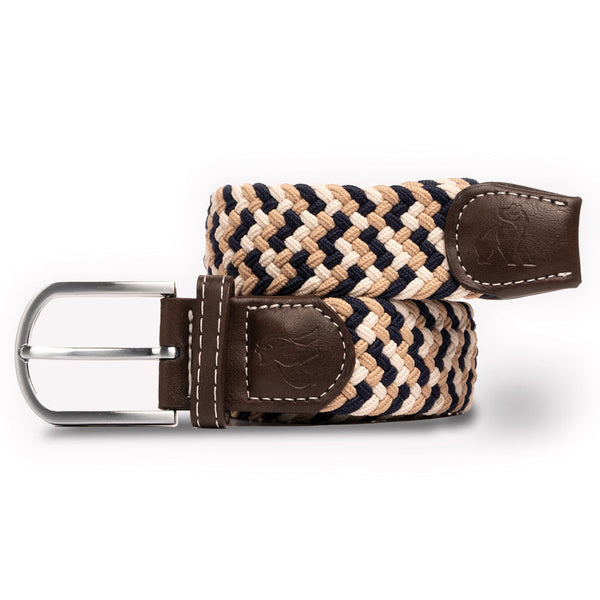 swole panda Woven Belt - Navy Beige Zigzag