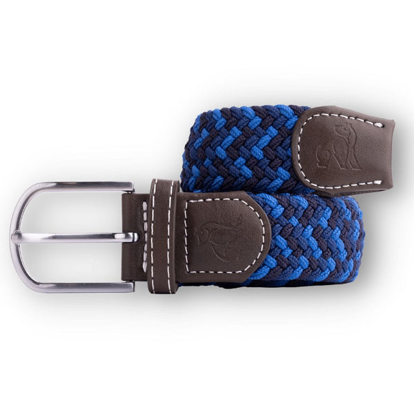 swole panda Woven Belt - Navy Blue Zigzag