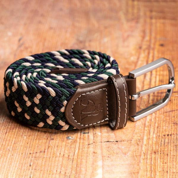 Swole Panda Woven Belt - Navy Green Zigzag
