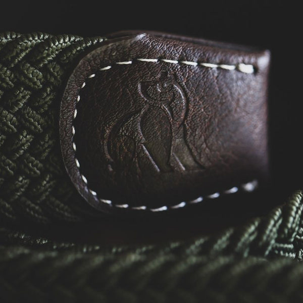 Swole Panda Woven Belt - Navy Green Zigzag