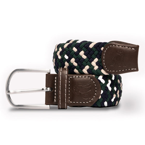 swole panda Woven Belt - Navy Green Zigzag