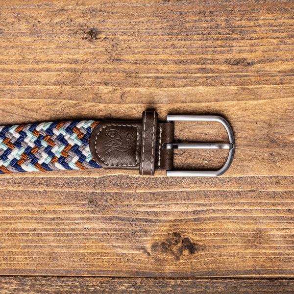 Swole Panda Woven Belt - Navy Grey & Brown Zigzag