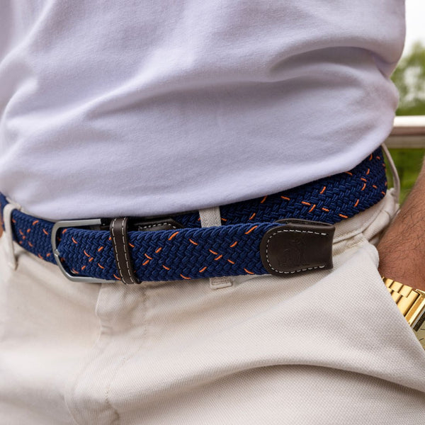 Swole Panda Woven Belt - Navy & Orange Dot