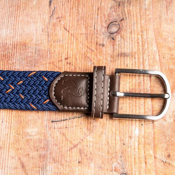 Swole Panda Woven Belt - Navy & Orange Dot