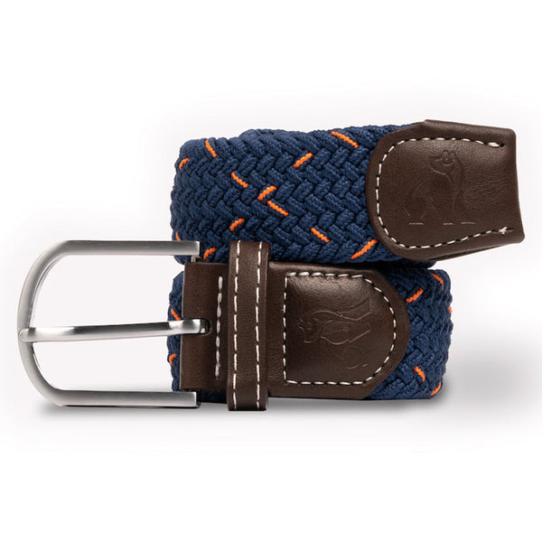 swole panda Woven Belt - Navy & Orange Dot