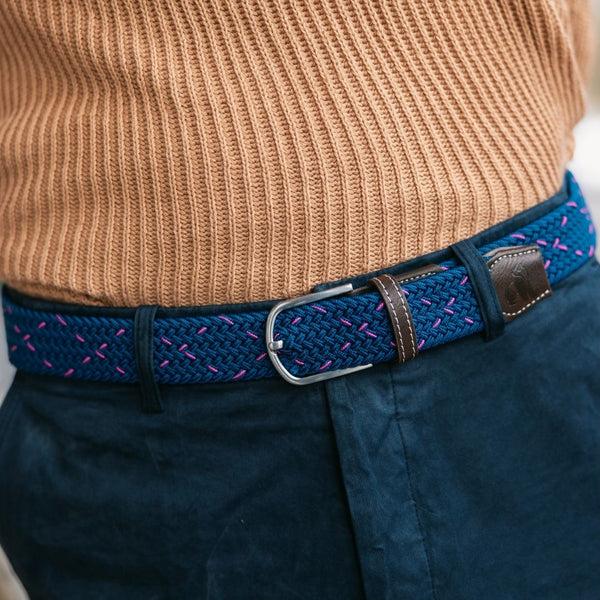 Swole Panda Woven Belt - Navy & Pink Dot