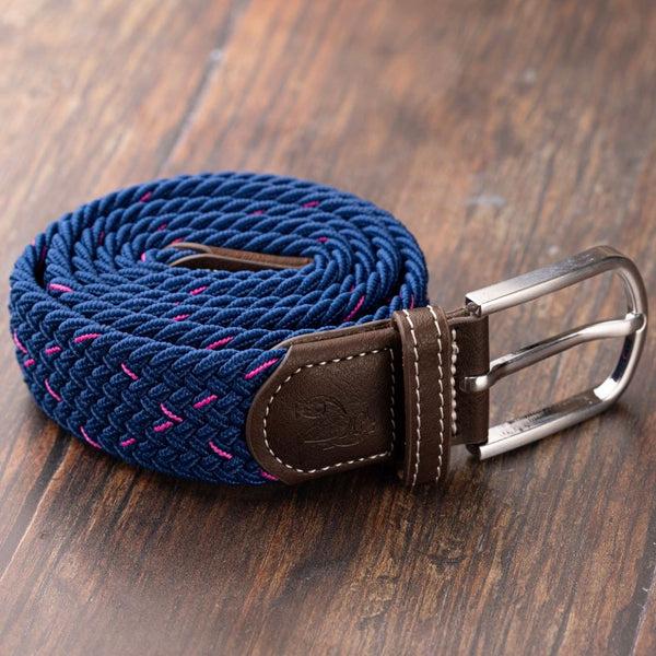 Swole Panda Woven Belt - Navy & Pink Dot