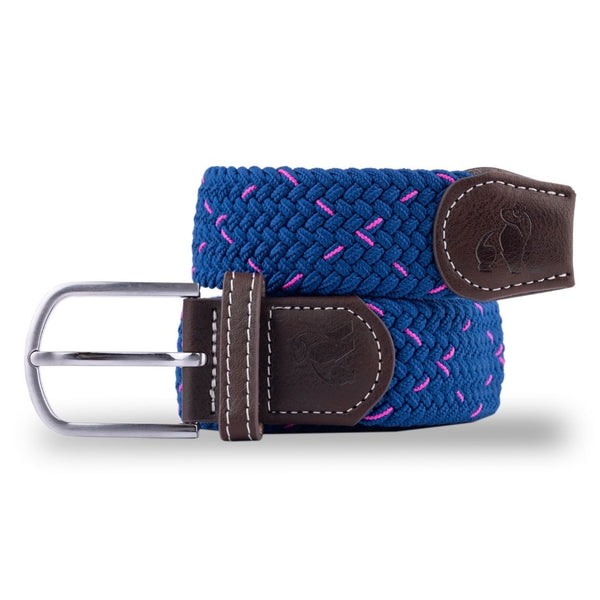 swole panda Woven Belt - Navy & Pink Dot