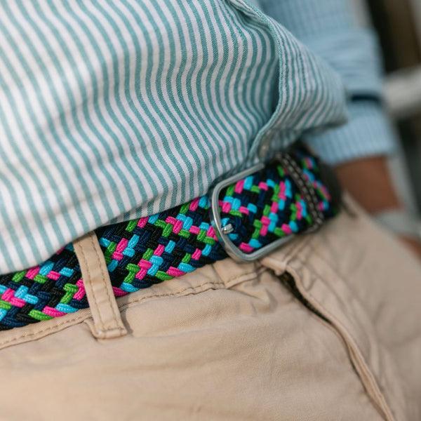 Swole Panda Woven Belt - Neon Zigzag