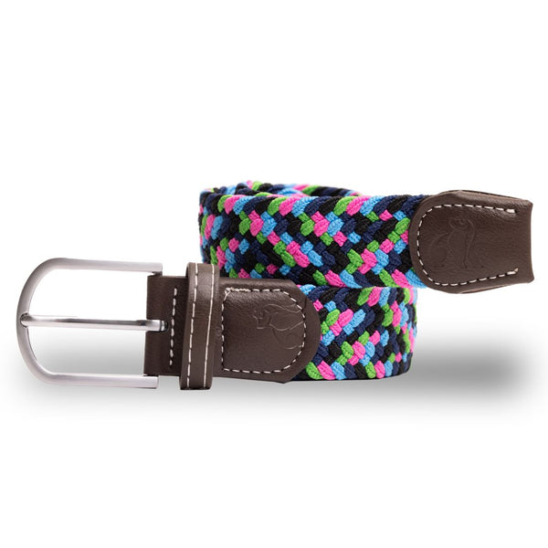 swole panda Woven Belt - Neon Zigzag