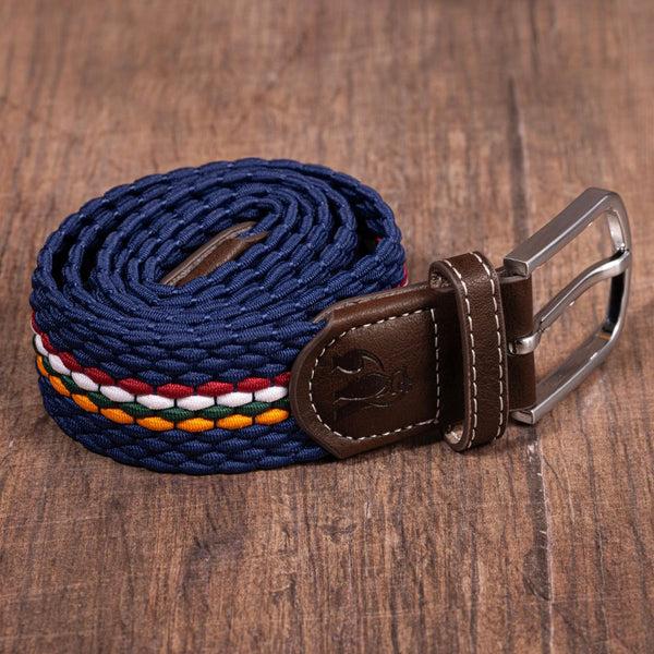 Swole Panda Woven Belt - Orange Burgundy Fine Stripe