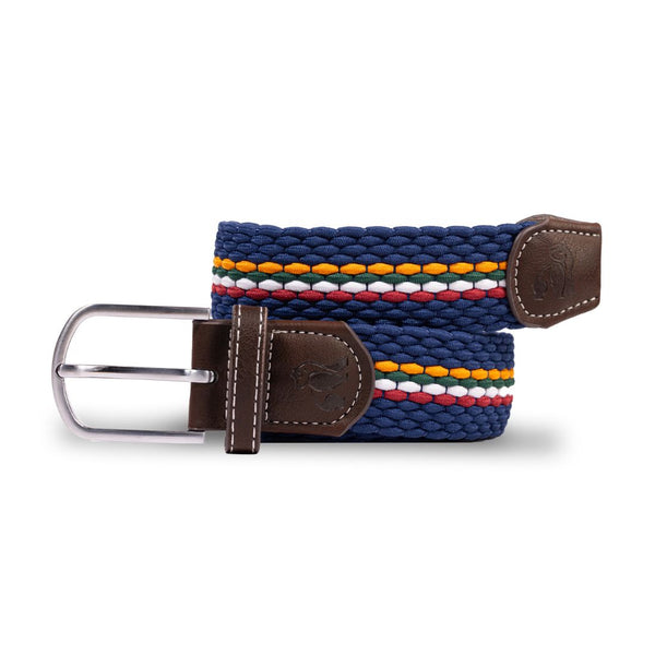 swole panda Woven Belt - Orange Burgundy Fine Stripe