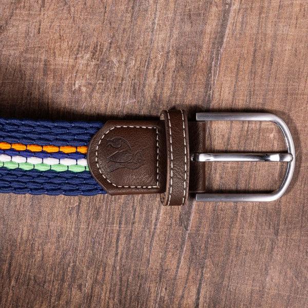 Swole Panda Woven Belt - Orange Green Fine Stripe