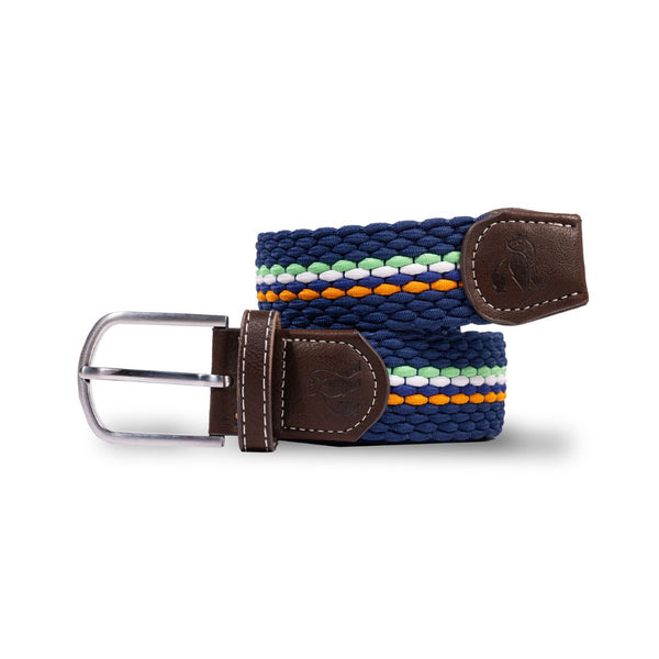 swole panda Woven Belt - Orange Green Fine Stripe