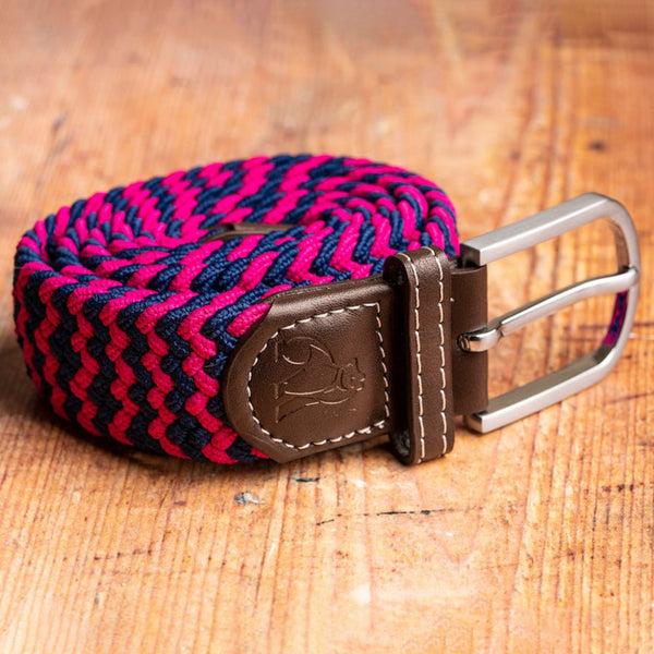 Swole Panda Woven Belt - Pink Blue Zigzag