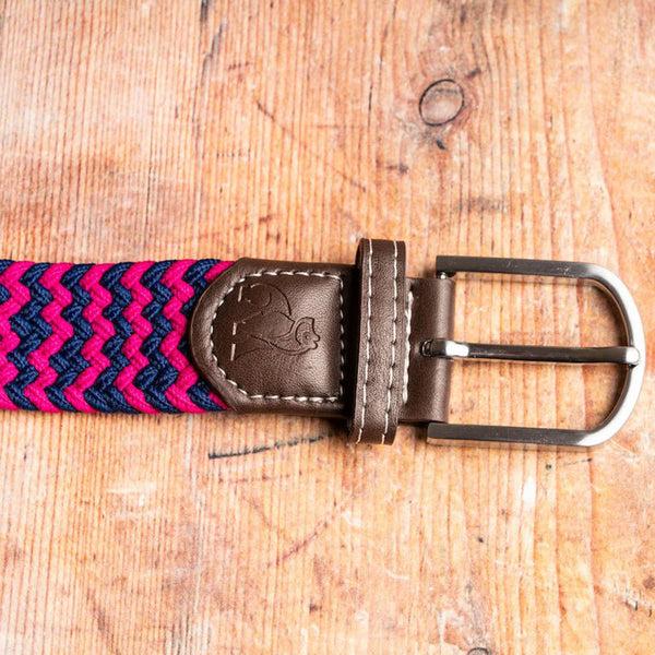 Swole Panda Woven Belt - Pink Blue Zigzag