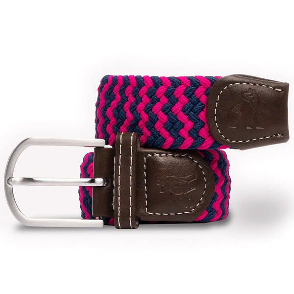 swole panda Woven Belt - Pink Blue Zigzag