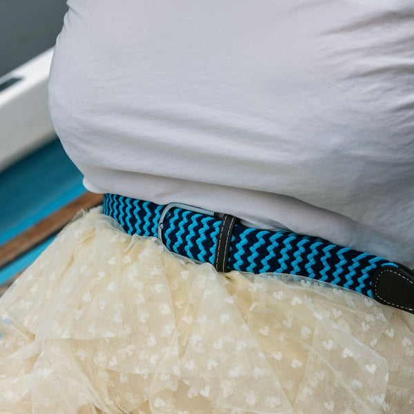 Swole Panda Woven Belt - Sky Blue Zigzag