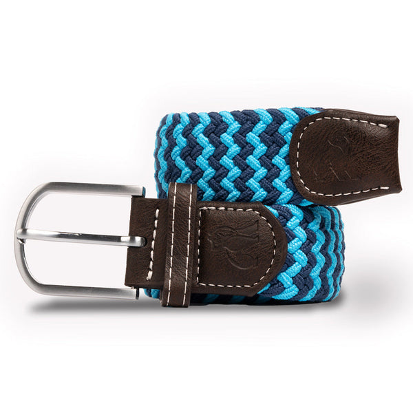 swole panda Woven Belt - Sky Blue Zigzag