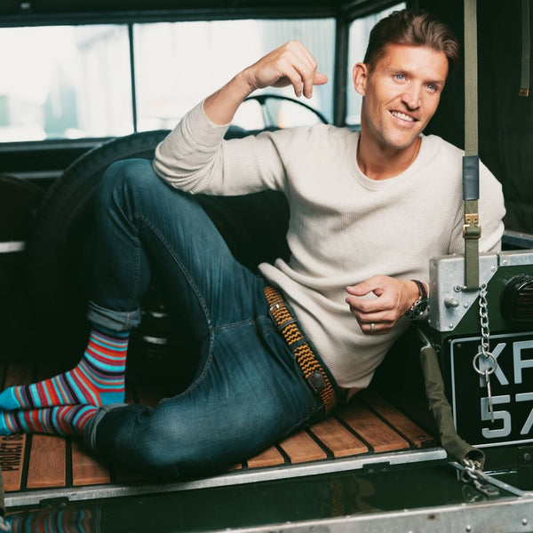 Swole Panda Woven Belt - Yellow Zigzag