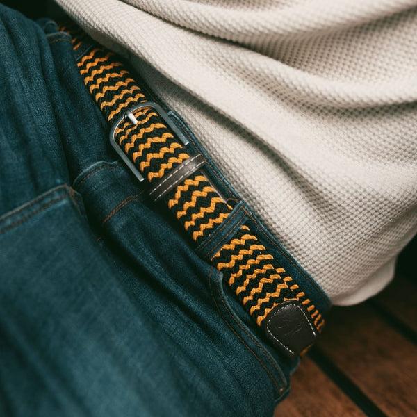 Swole Panda Woven Belt - Yellow Zigzag
