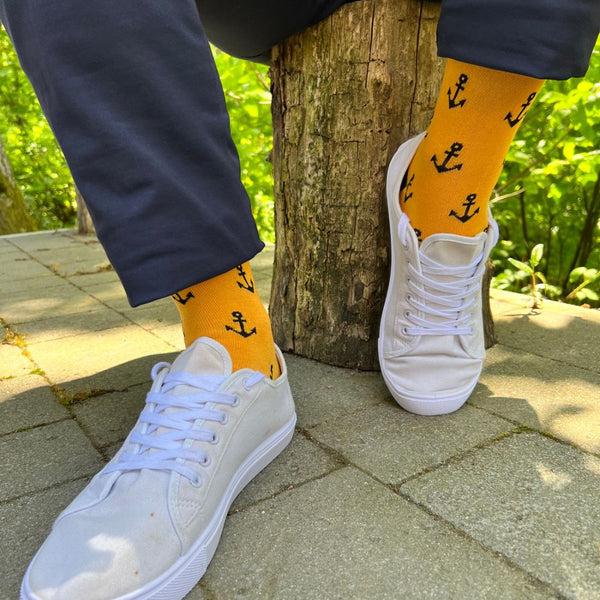 Swole Panda Yellow Anchor Bamboo Socks