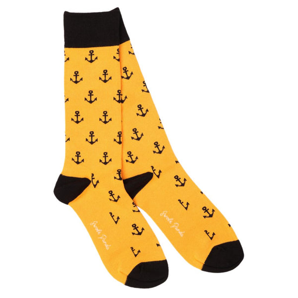 swole panda Yellow Anchor Bamboo Socks