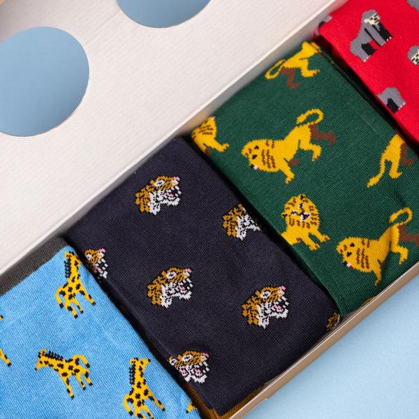 Swole Panda Zoo Sock Box - 4 Pairs Of Bamboo Socks (His)