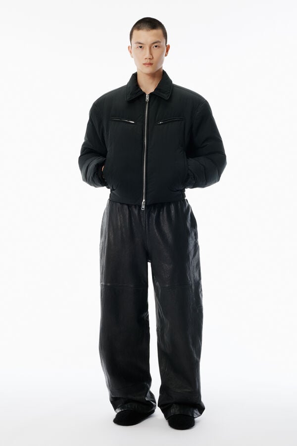 t alexander wang Black Worn Moto Leather Sweatpant