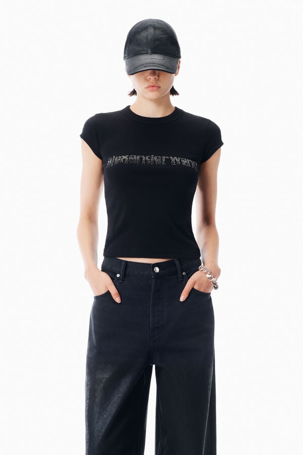 t alexander wang Crystal Logo Cotton Baby Tee