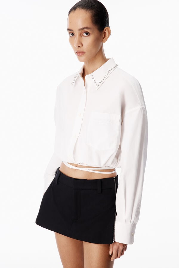 t alexander wang Crystal Stud Cropped Shirt