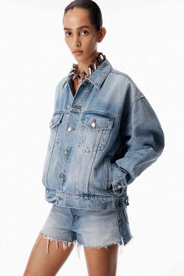 t alexander wang Distressed Logo Game Denim Jacket