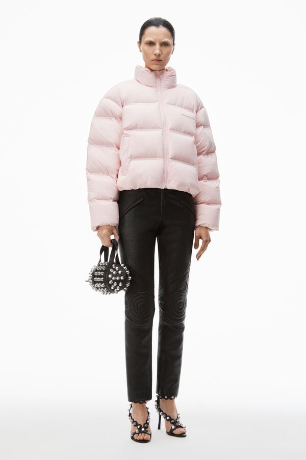 t alexander wang Pink Logo Reflective Puffer Coat