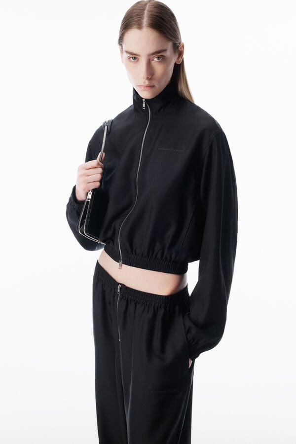 t alexander wang Silk Twill Cropped Track Jacket