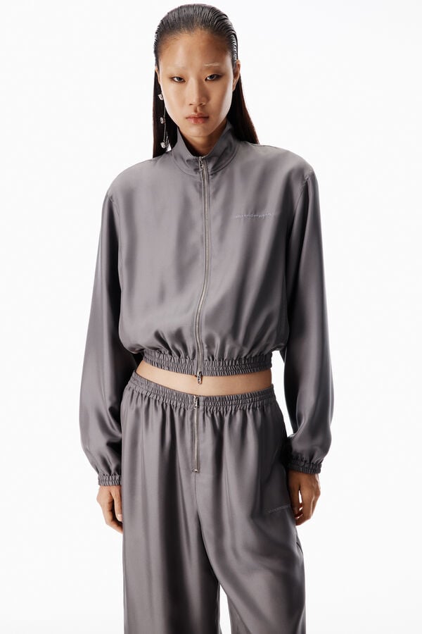 t alexander wang Silk Twill Cropped Track Jacket