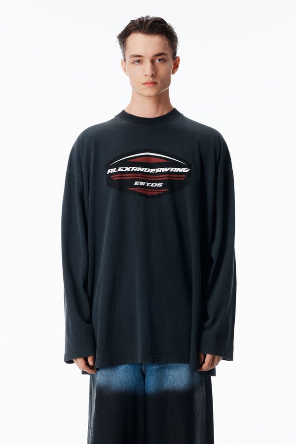 t alexander wang Unisex Long Sleeve Shield Graphic Tee in Jersey Oversized