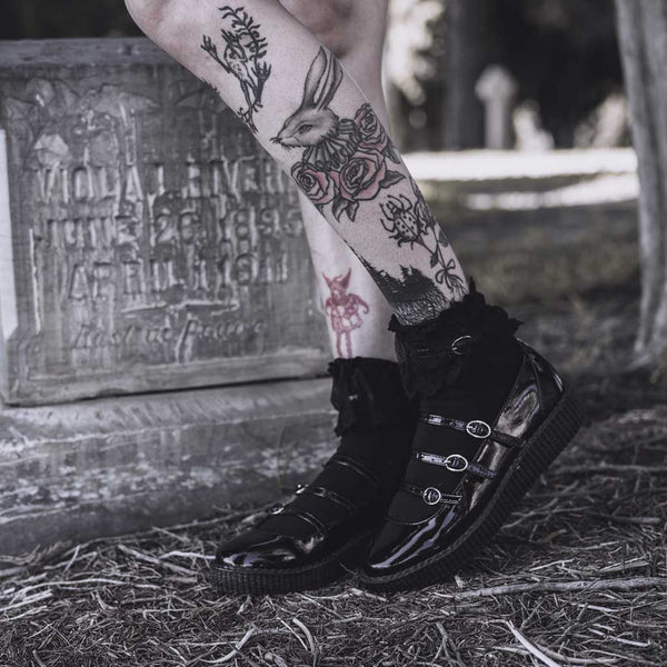 T.u.k 4-Strap Ballet Creeper Vegan Black Crinkle Patent