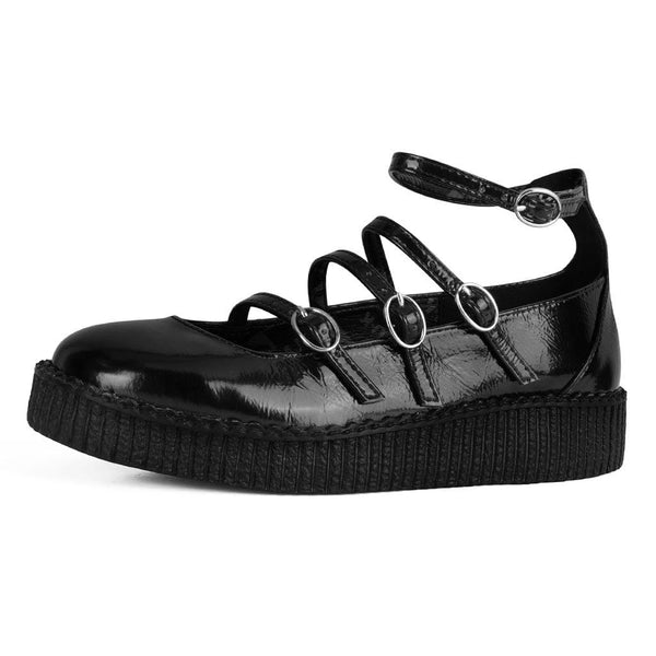 T.u.k 4-Strap Ballet Creeper Vegan Black Crinkle Patent