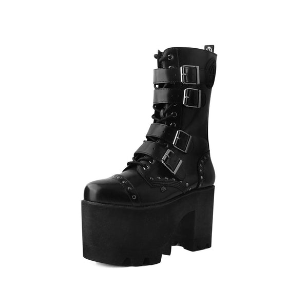 T.u.k Anarchic Moto Big Buckle Boot Black Vegan Leather