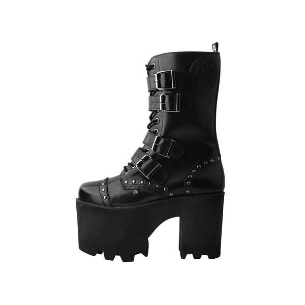 t.u.k Anarchic Moto Big Buckle Boot Black Vegan Leather