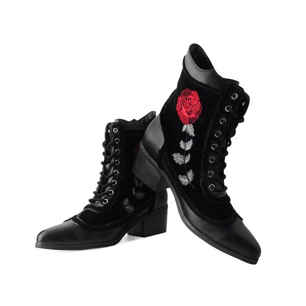 T.u.k Anarchic Pointed Cuban Heel Boot Black Velvet