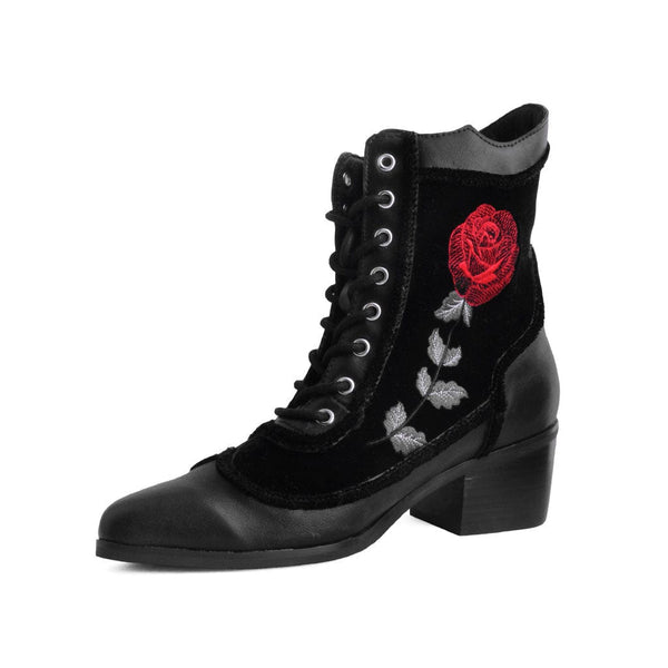 T.u.k Anarchic Pointed Cuban Heel Boot Black Velvet