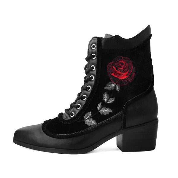 t.u.k Anarchic Pointed Cuban Heel Boot Black Velvet