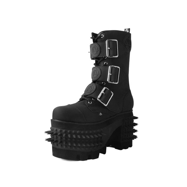 T.u.k Anarchic Stomp Big Buckle Boot Black Vegan Leather