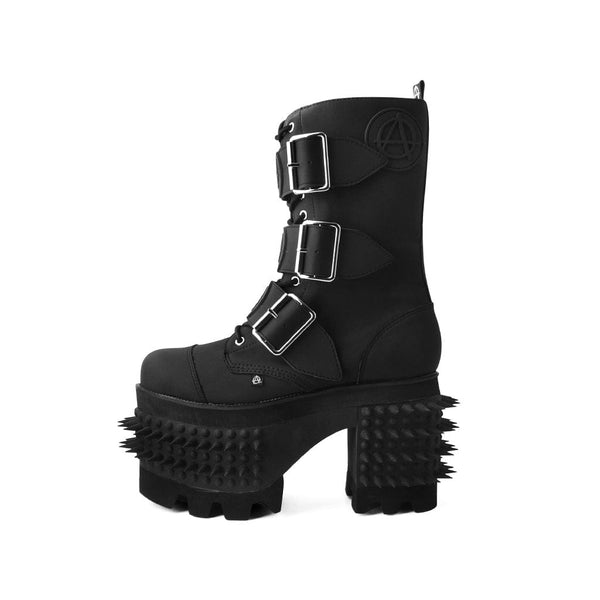 t.u.k Anarchic Stomp Big Buckle Boot Black Vegan Leather