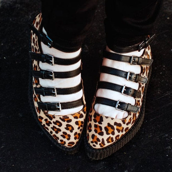 T.u.k Ballet Creeper Multi-Strap Leopard Vegan Suede